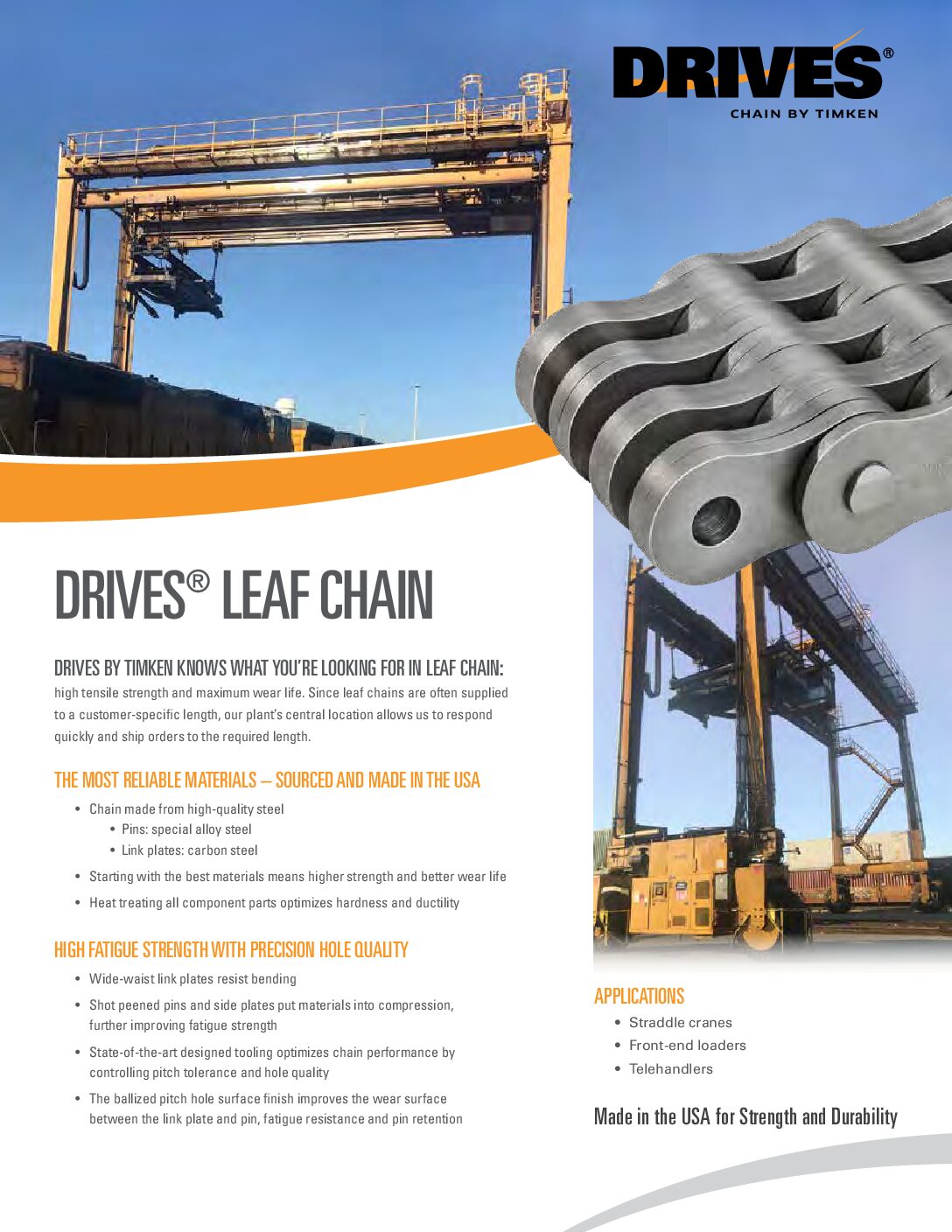 Drives Leaf Chain Sell Sheet - Diamond Drives by Timken